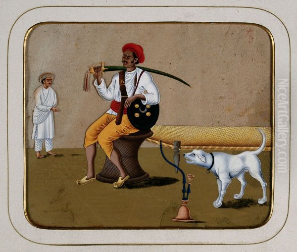 A dog growling at a soldier - view 1