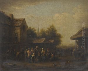 A Fish Market in a Village Square by Barent Gael