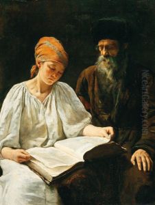 A girl reading by unknown
