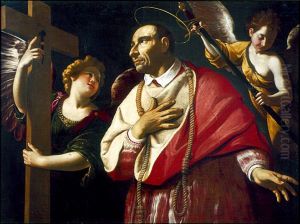 San Carlos Borromeo con dos angeles by Antiveduto Grammatica