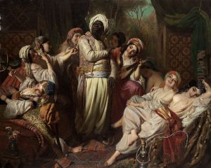 A harem interior by Henry Guillaume Schlesinger