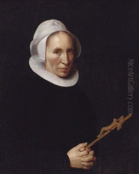 A lady holding a crucifix - view 1