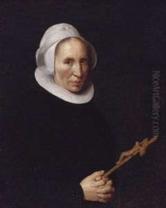 A lady holding a crucifix