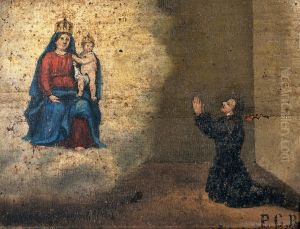 A man praying to Sansovino's Virgin and Child. by unknown