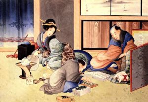 A merchant making up the account by Katsushika Hokusai