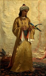 A Moorish Girl with Parakeet by Henriette, Hon. R.I. Browne