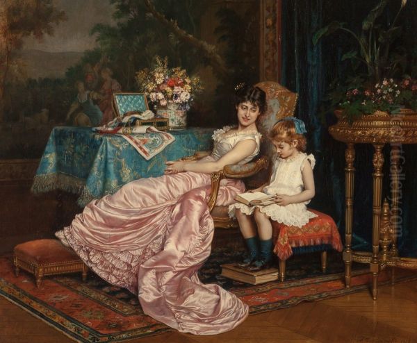 A mother and daughter reading - view 1