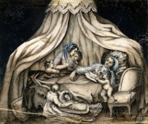 A mother feeding her children. by unknown