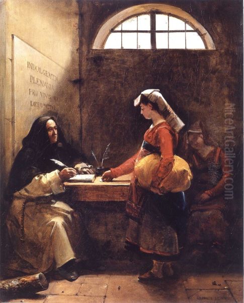 A Peasant Girl buying an Indulgence - view 1