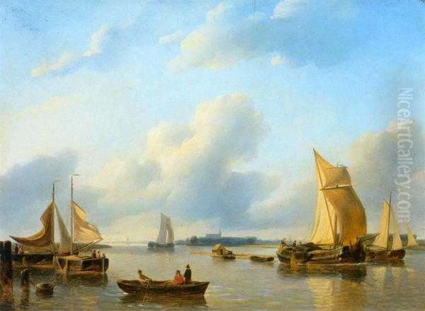 A river landscape with sailing vessels - view 1