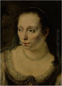 A PORTRAIT OF A LADY, HEAD AND SHOULDERS, WEARING PEARL JEWELRY, POSSIBLY JOHANNA DE GEER
