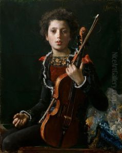 Saltimbanco con violino by Antonio Mancini