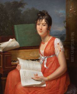 Portrait of a Young Piano Player Holding a Music Score (Miss Thevenet de Montgarrel future Mrs Gillet Ducoudray)