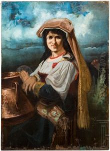 A portrait of an Italian peasant girl by Hugh Frazer