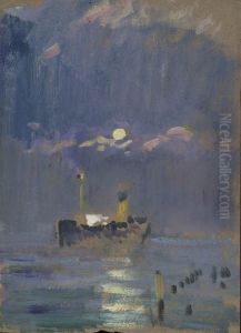 A Ship in the Moonlight by John Everett