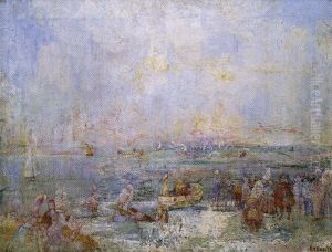 Carnival on the beach by James Ensor