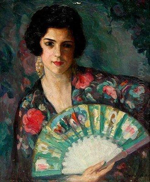 Mujer Con Manton Y Abanico - view 1