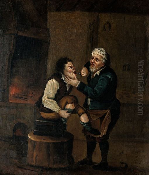 A surgeon extracting a tooth. - view 1
