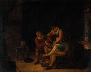 A surgeon operating on a man's head. by unknown