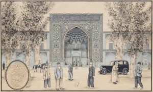 A Street View of the Chahar Bagh Madrasa in Isfahan by Mohammad Hossein Mosavvar-ol-Molki