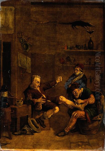A surgeon treating a man's foot. - view 1