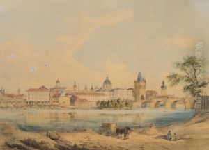 A View of Prague from Lesser Town Shore of the Vltava River by unknown
