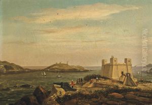 A View of Wignacourt Tower with St Paul's Bay beyond, Malta