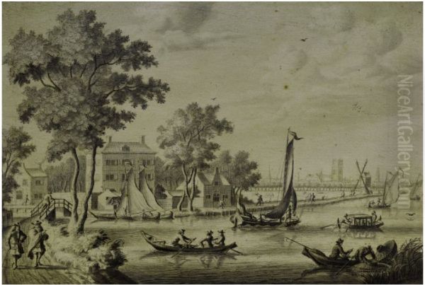 A VIEW OF THE ZWAENSEILAND AND THE RIVER ZWAENHALS, ROTTERDAM, THE SINT LAURENSKERK BEYOND - view 1
