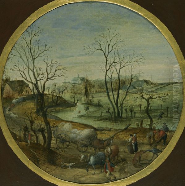 A Winter Landscape with Peasants on a Path - view 1