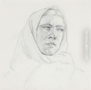 Studie af fiskerpige. by Michael Peter Ancher