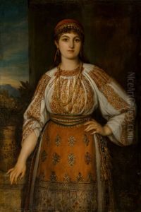A woman in folk dress by Gustav Gaul