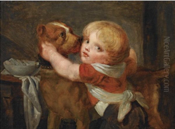 A YOUNG BOY WITH A DOG - view 1