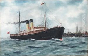 The Steam ShipDresdenin Antwerp Harbour, 1913 by Harry J. Jansen