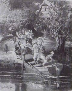 Dejeuner de canotiers au bord de l'Yerres by Gustave Caillebotte