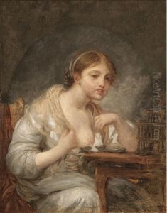 A young woman with a birdcage