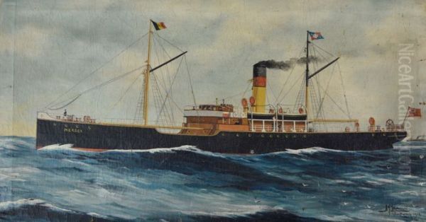 The tramp steamship Mersey in fair winds - view 1