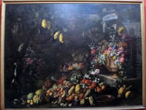 Still-life with fruit and flowers by Abraham Brueghel