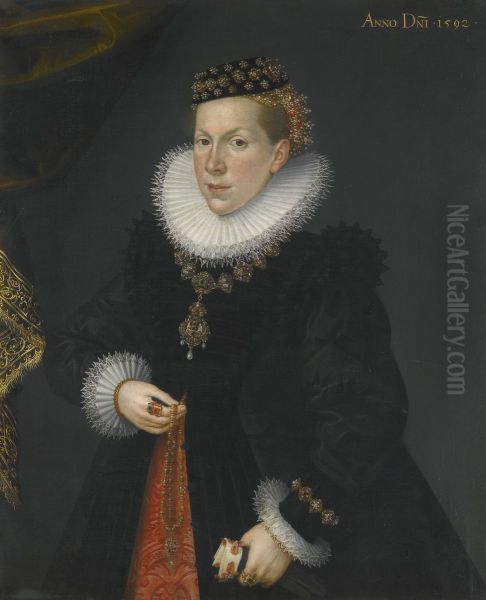 Portrait of Korona Welser (d. 1650), wife of Karl von Langemantel of Augsburg, dated 1592. - view 1