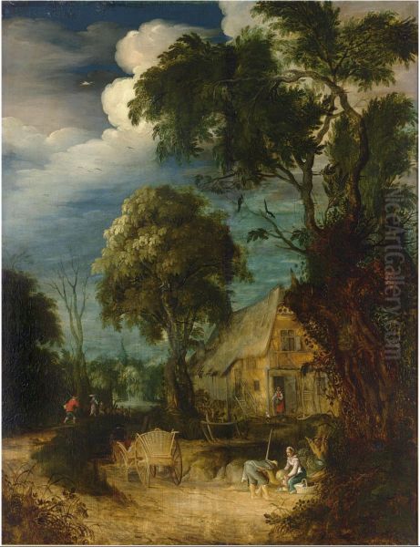 Wooded Landscape with peasants - view 1