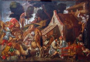 Abraham encarga a Eliezer que busque una esposa a su hijo Isaac by Pedro Orrente