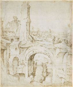 View from Domus Severiana to the Colosseum by Maarten Van Heemskerck