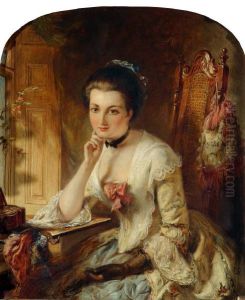 Portrait - Lady with letter by Abraham Solomon