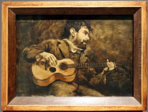 Guitar player - Portrait of the Spanish painter Dario de Regoyos by Theo van Rysselberghe