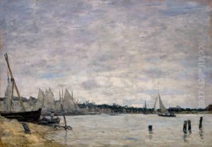 Trouville - View of the cove by Eugene Louis Boudin