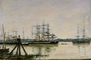 Bordeaux - The port by Eugene Louis Boudin