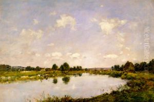 Deauville - O rio morto by Eugene Louis Boudin