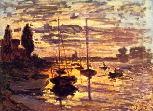 Petit-Gennevilliers, Sonnenuntergang by Claude Oscar Monet