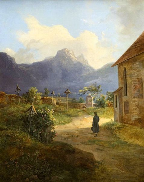 Pejzaz alpejski z kosciolkiem - view 1