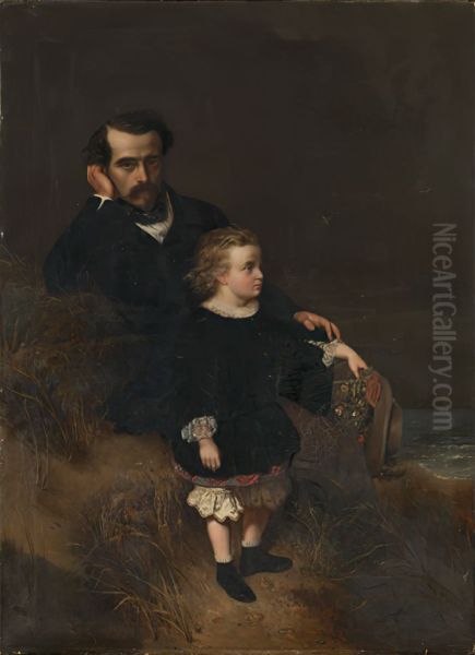 Self-portrait of the painter with his son Oscar - view 1