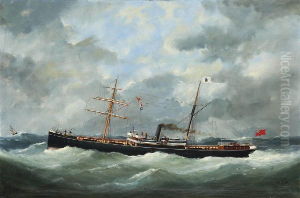 R. Bell & Co.'s steamship ,,Bothal" in a heavy swell - view 1